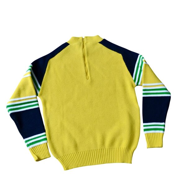 John Deere Vintage Yellow Green Black White Striped Men's Sweater Small - Picture 3 of 5